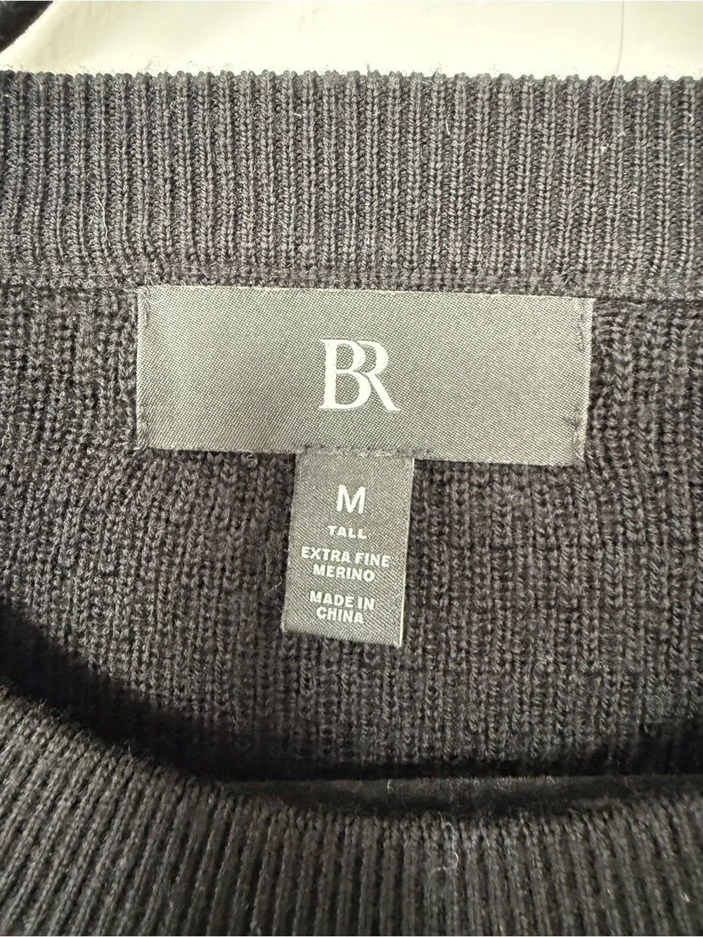 Banana Republic Men’s Black Merino Wool Thermal Sweater Medium Tall